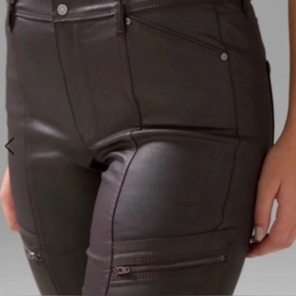Sale! Stylish Skinny Fit Black Moto-Style Leather Pants, WHBM size 2 - Picture 3 of 16